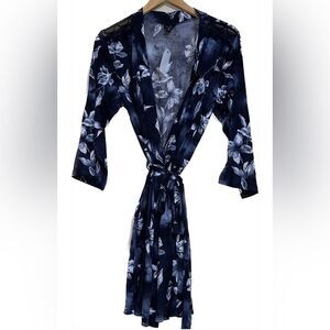 Tahari Navy Shibori Floral Night Gown, Size M